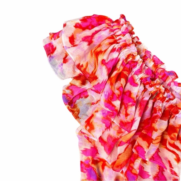 Misa Los Angeles Women's Rumi Midi Floral Dress High-Low In Maldive Marble Sz XS - Picture 13 of 13